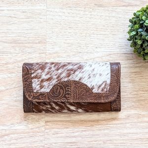 Genuine Tooled Leather and Cowhide Wallet